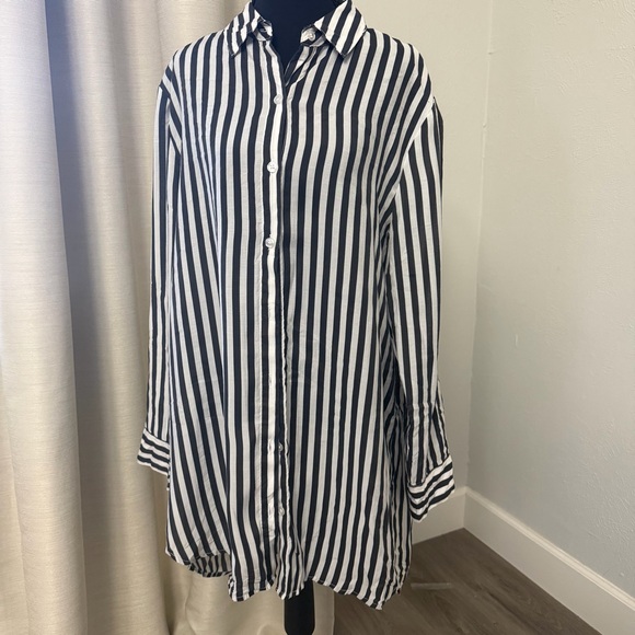 Summersalt Striped Black and White Swim Cover-Up - Picture 2 of 7